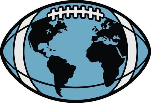 World map integrated into a football rugby