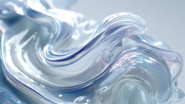 Iridescent clear gel slime swirled in smooth waves