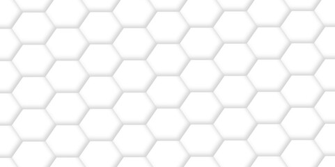 Fototapeta premium Abstract white background with hexagons. Abstract hexagon polygonal pattern background vector. seamless bright white Pattern with hexagons illustration of a honeycomb. Futuristic surface . 