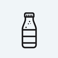 Minimalist black line of a bottle of milk on gray background