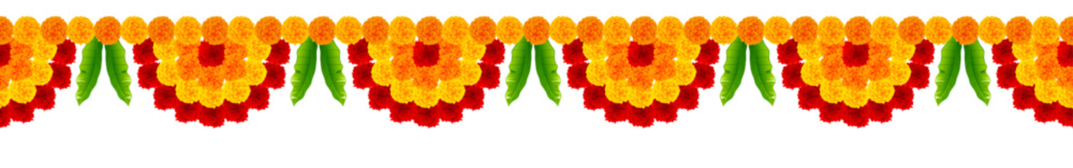 illustration of Flower garland decoration toran for Happy Diwali, Dussehra Indian Holiday festival background template for banner