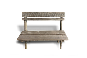 old wooden bench isolated on white background. This has clipping path.