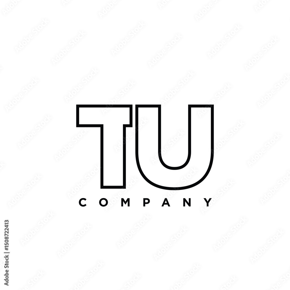 Poster letter t and u, tu logo design template. minimal monogram initial based logotype.