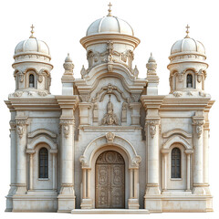 Obraz premium 3D front view illustration of a Church of Saint Nicholas Spain monument isolated on a white transparent background