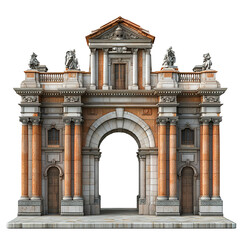 Obraz premium 3D front view illustration of a La Giralda Spain monument isolated on a white transparent background