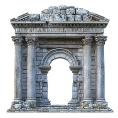 3D front view illustration of a Montserrat Abbey Spain monument isolated on a white transparent background