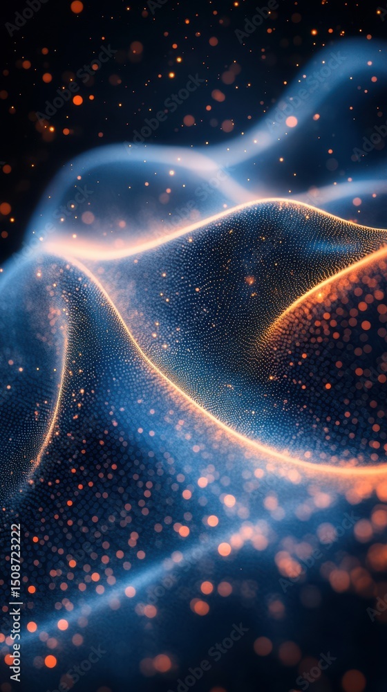 Aufkleber colorful abstract waves of light blend with shimmering particles in a captivating display