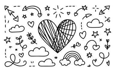 Hand drawn brush stroke arrow and highlight element pack