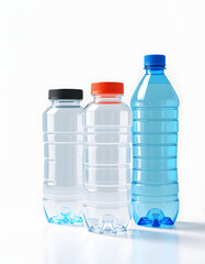 Disposable plastic hydration containers, low-poly. with white shades