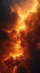 Stunning cosmic nebula illuminated by vibrant orange and yellow hues in the depths of space