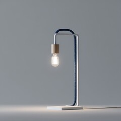 큐브 받침 위에 선 직선형 디자인 조명 AI 생성