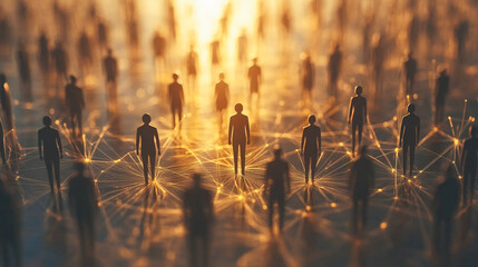 professional social network concept connected human figures representing business relationships and networking