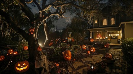 Sinisterly Stylish Halloween-Decorated House: Creepy Couture, Haunted Halls, and Spine-Chilling Spectacle for Trick-or-Treat Mayhem