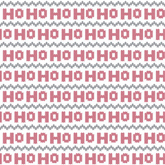 Seamless Christmas Pattern With Chevron And Hohoho Text For Gift Wrap And Fabric Print
