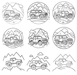 Off road truck on mountain  coloring page for kids