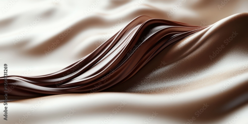 Poster rich brown fabric drapes elegantly, creating soft waves and folds in a warm, inviting setting illumi