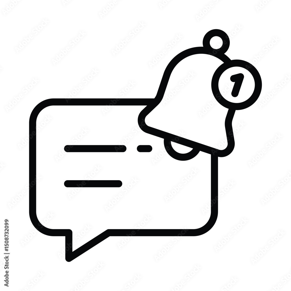 Aufkleber push notification vector outline icon. eps 10 file