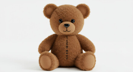 Obraz premium Teddy bear sitting upright, isolated on white background