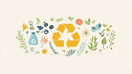 vector infographic showing sustainable lifestyle, recycling, renewable energy, tree planting, water saving, flat design, pastel color palette
