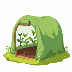 Simple plant shelter protects young seedlings from harsh weather. This small, portable greenhouse provides ideal growing conditions for delicate plants, ensuring optimal growth and yield.