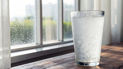 Frosted glass texture with soft diffusion on white background. Generative AI. 