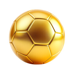 Shiny golden soccer ball, isolated on white background.  Success, victory, championship concept.