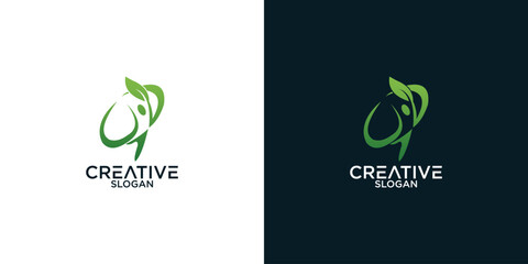 leaf and person logo vector design	