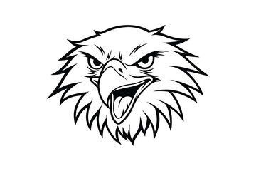 Line art illustration of an angry eagle face.eps