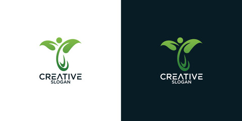 leaf and person logo vector design	