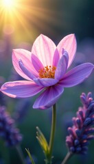 Fototapeta premium Fluid motion, summer flower vortex Sun-kissed petals, lavender hues , colorful, abstract