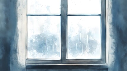 Fototapeta premium Rainy day window view background image for desktop and mobile wallpaper in high resolution quality