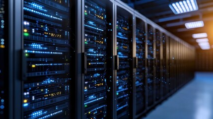 Data center servers, network, technology, digital, information,  processing, future, infrastructure