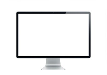 Modern computer monitor with blank white screen on white background, front view
