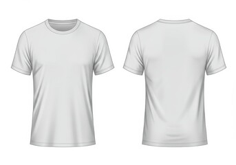 White t-shirt mockup: front and back view on white background for design templates