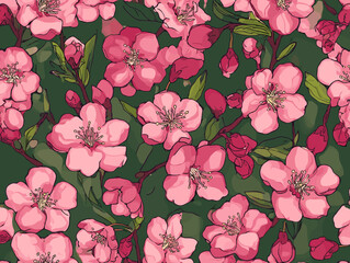 cherry blossom, flower, pattern, floral, seamless, vector, illustration, nature, spring, blossom, design, wallpaper, decoration, flowers, pink, cherry, tree, art, leaf, beauty, plant, texture, branch,