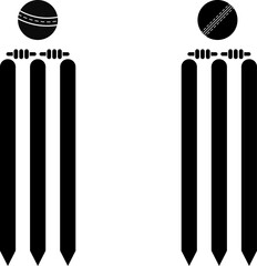 Cricket ball stump bails icon.  Cricket Wickets element. Sports concept. equipment for playing cricket. agricultural field
