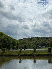 Fototapeta premium beautiful landscape with lake and trees