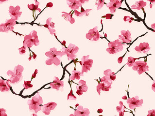 cherry blossom, flower, pattern, floral, seamless, vector, illustration, nature, spring, blossom, design, wallpaper, decoration, flowers, pink, cherry, tree, art, leaf, beauty, plant, texture, branch,