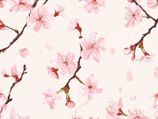 cherry blossom, flower, pattern, floral, seamless, vector, illustration, nature, spring, blossom, design, wallpaper, decoration, flowers, pink, cherry, tree, art, leaf, beauty, plant, texture, branch,