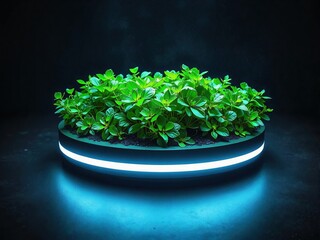 Futuristic Plant Display with Glowing Base