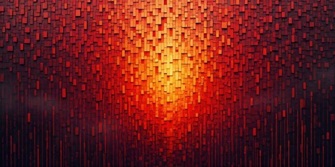 Abstract Digital Art with Vibrant Red and Orange Pixelated Pattern