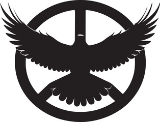 Flying eagle or hawk silhouette with open wings a powerful symbol of freedom and nature perfect for a tattoo or design vector illustration