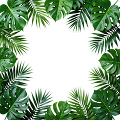 Fototapeta premium Tropical Green Leaves, Isolated Transparent Background Design Element