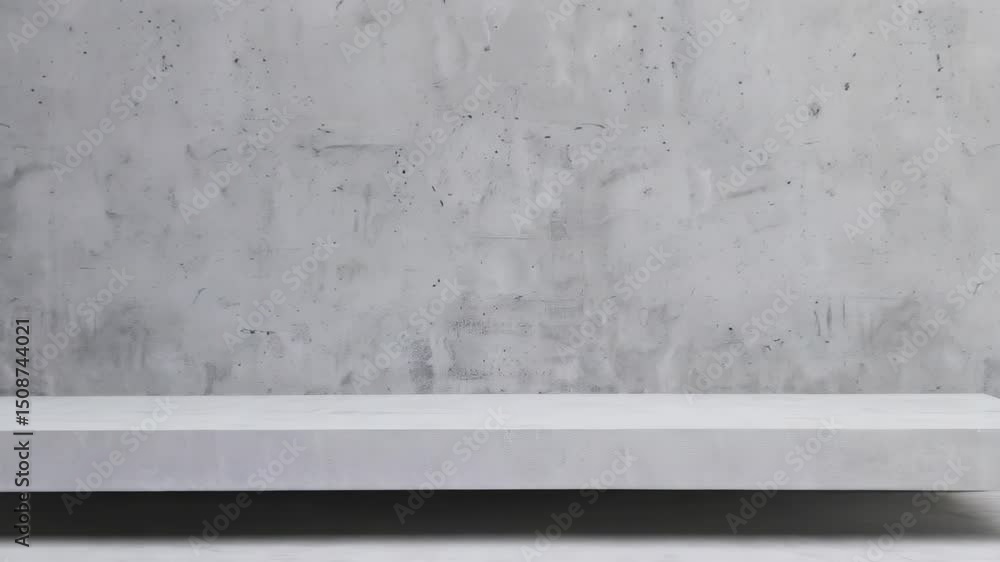 Poster this image showcases a modern concrete platform against a textured gray wall, ideal for minimalist d