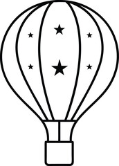 Hot Air Balloon Line Art Minimalist Independence Day Vector Design