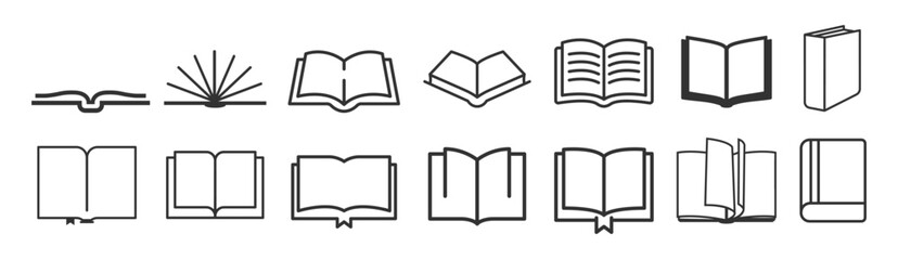 Book icons set isolated on transparent background. Simple book symbol