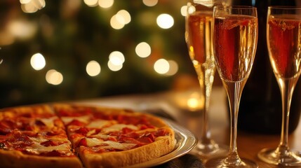 Pizza and Champagne Celebration