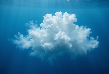 Ink cloud puff in underwater blue with soft diffusion edges, floating on transparent layer.