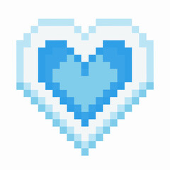 Obraz premium Pixelated blue heart, digital art symbolizing love, affection, and technology in a retro