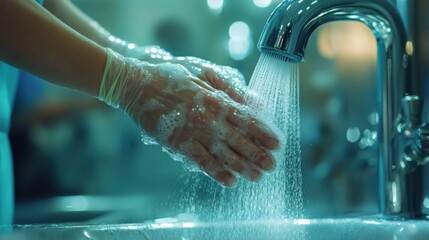 Washing hands with soap and water